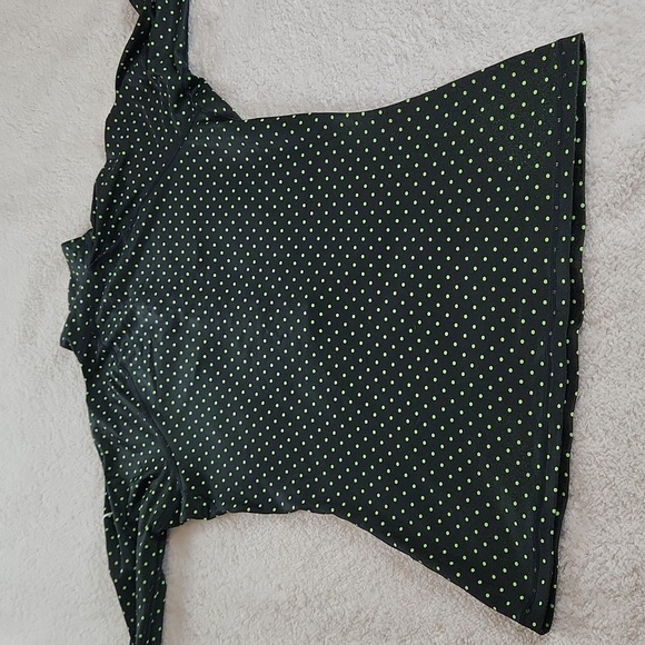 NIKE 3/4 zip sporty long sleeve top with thumb holes, black w green polka dots L - Picture 8 of 8